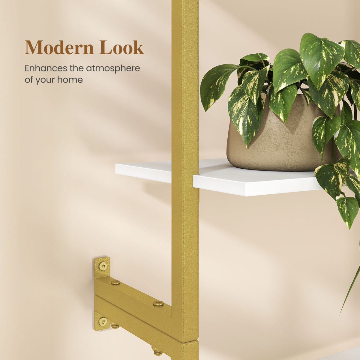 6-Tier Freestanding ladder Storage bookshelf with Metal Frame for Study and Pantry-White view 6