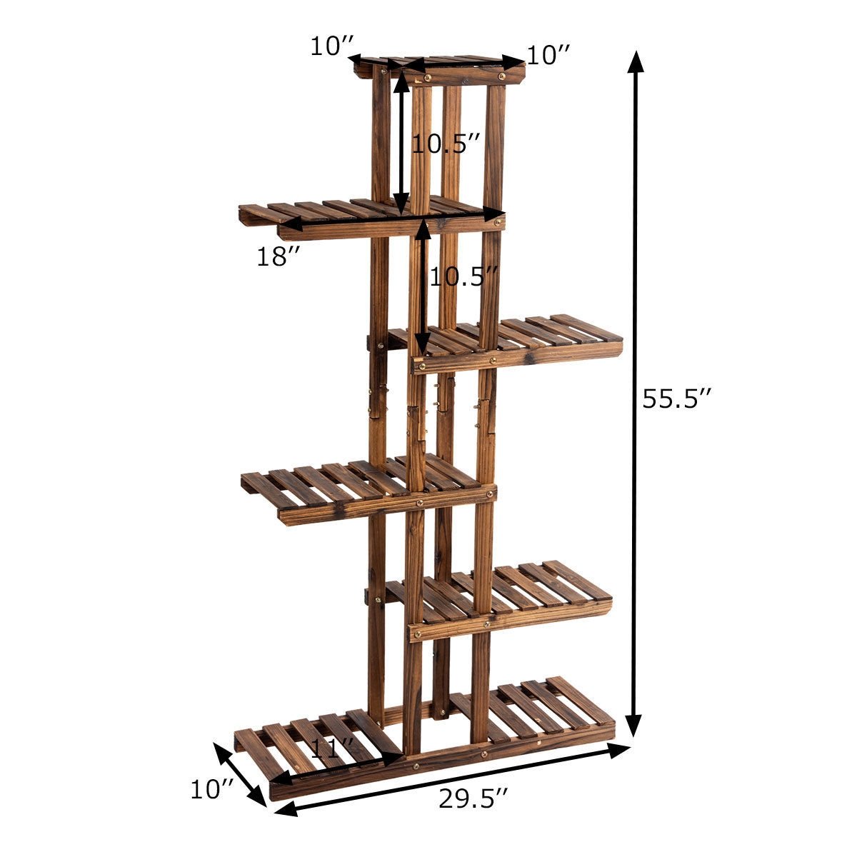6 Tier Garden Wooden Shelf Storage Plant Rack Stand view 5