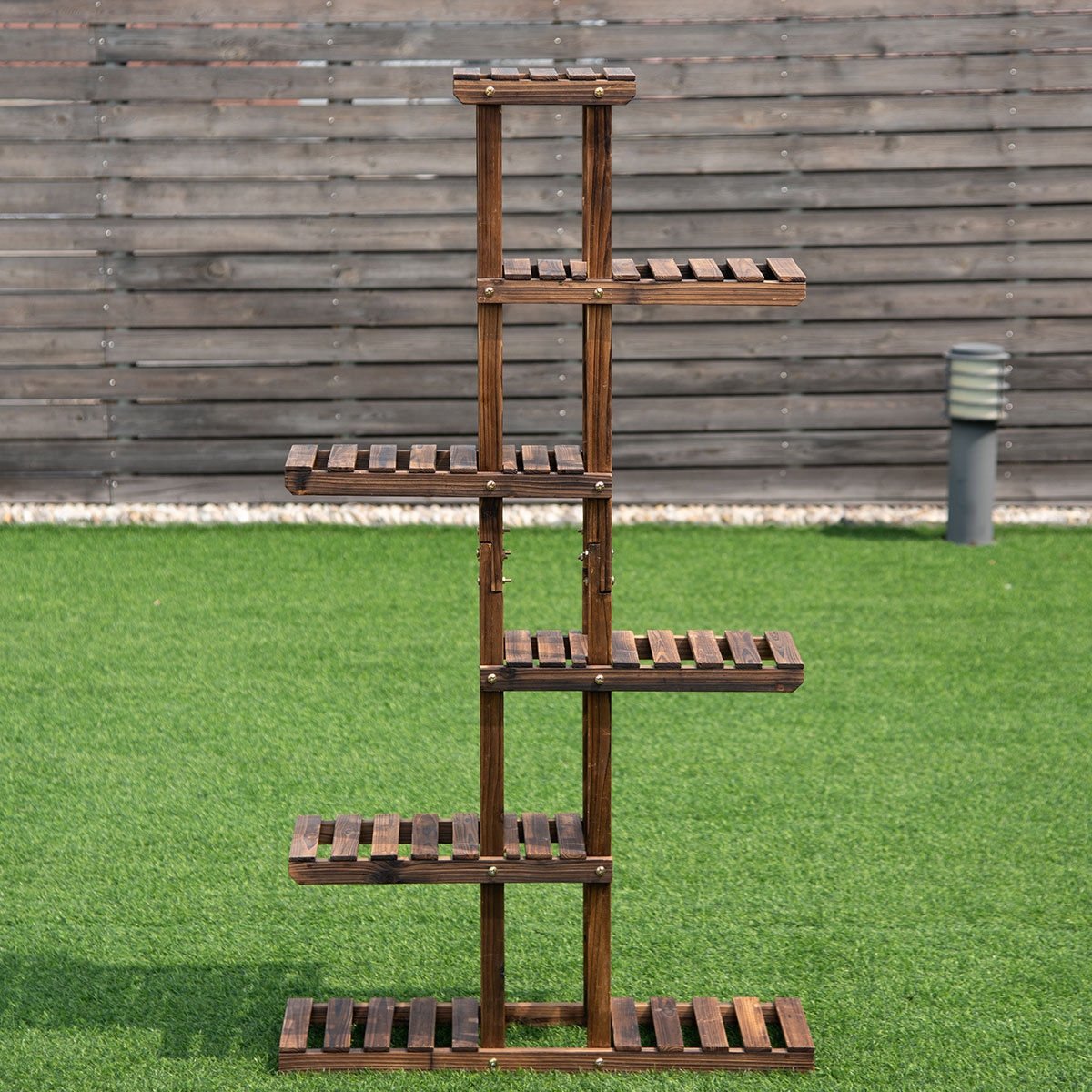 6 Tier Garden Wooden Shelf Storage Plant Rack Stand view 6