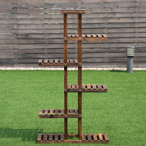 6 Tier Garden Wooden Shelf Storage Plant Rack Stand view 6