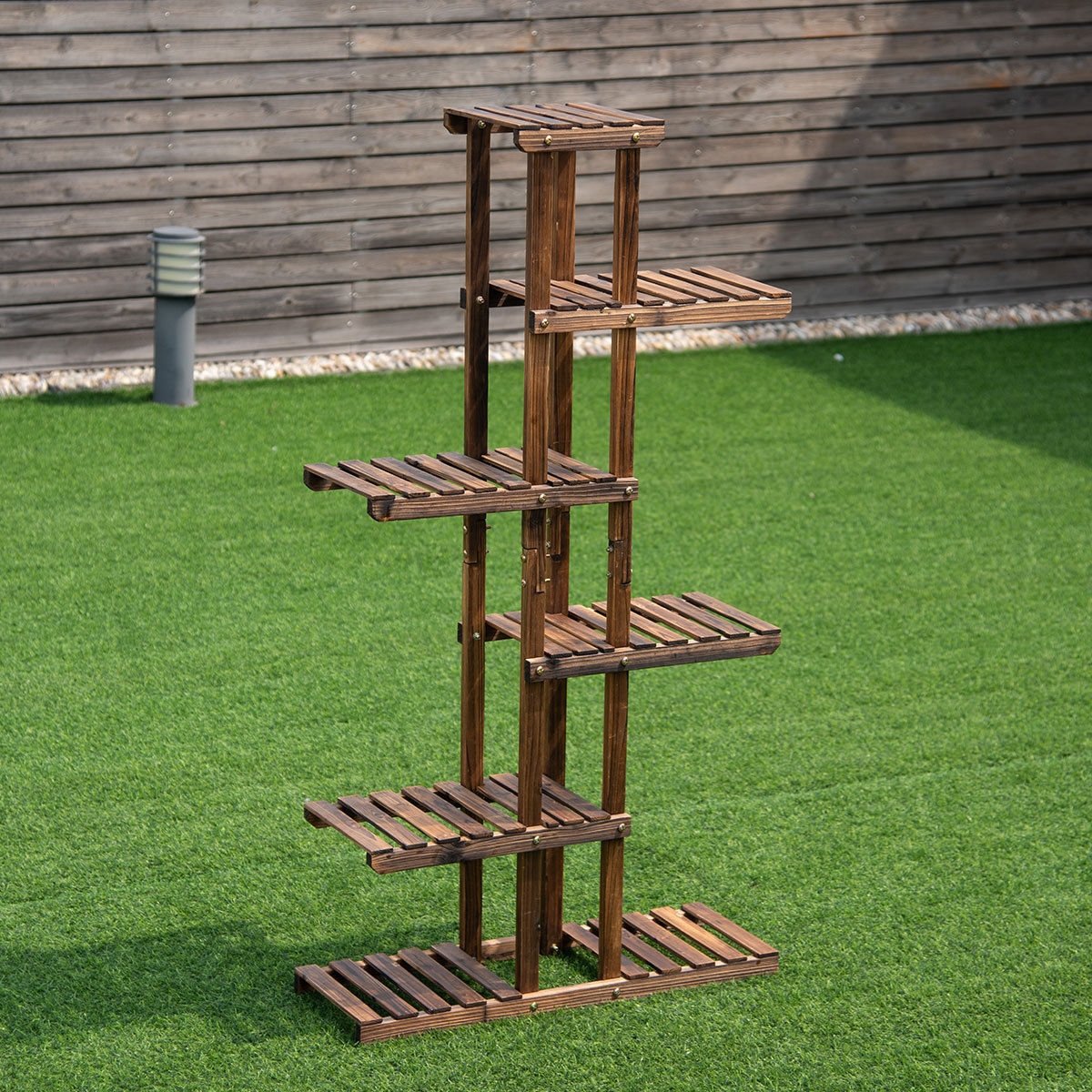 6 Tier Garden Wooden Shelf Storage Plant Rack Stand view 7