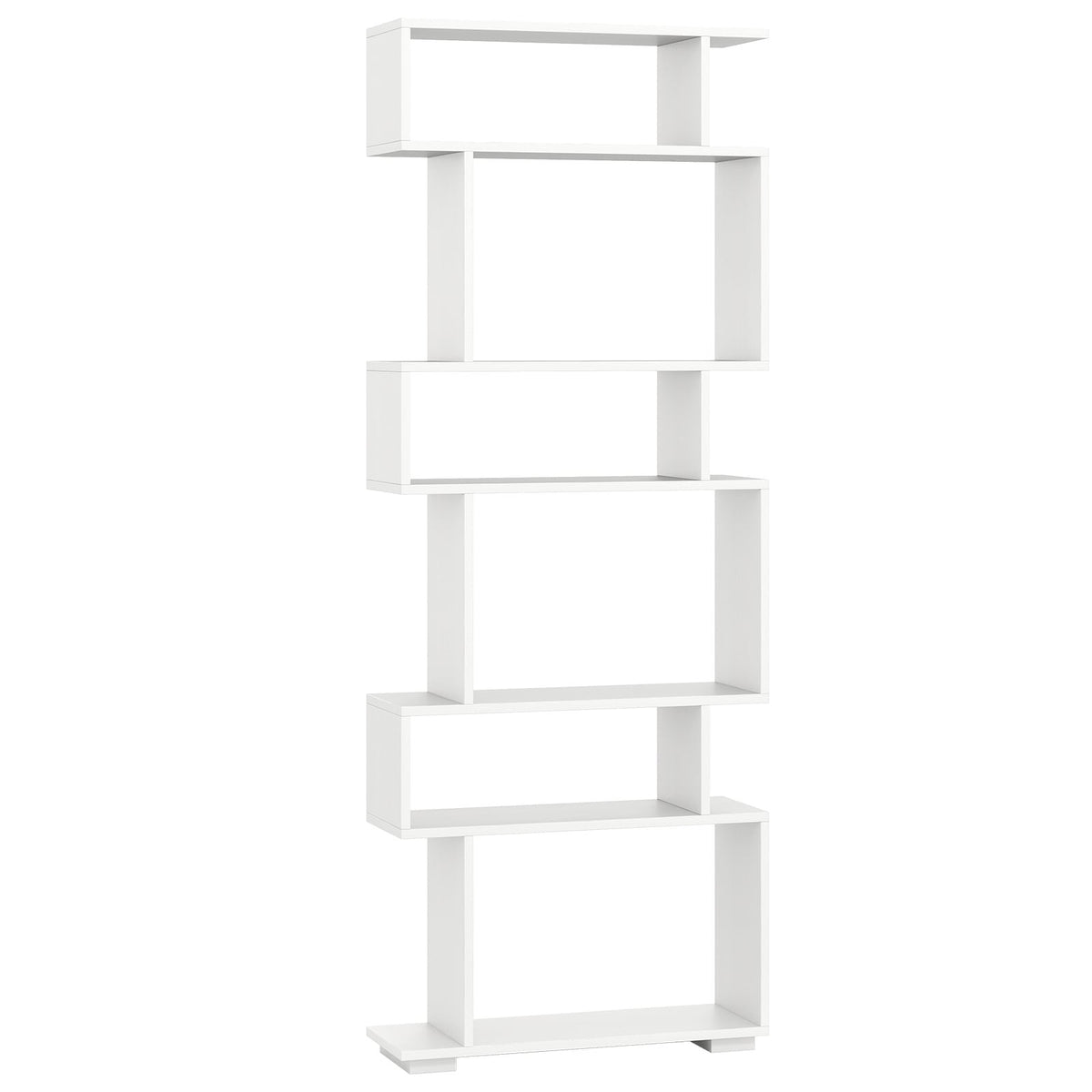 6-Tier Geometric Bookshelf with 2 Anti-Tipping Kits for Home Office-White