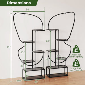 6-Tier Metal Plant Stand Ladder Display Rack with Hanging Hooks-Black view 5