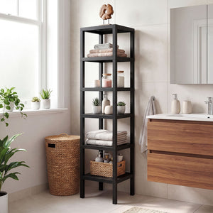 6-Tier Plastic Modular Storage Shelves for Living Room and Kitchen-Black view 7