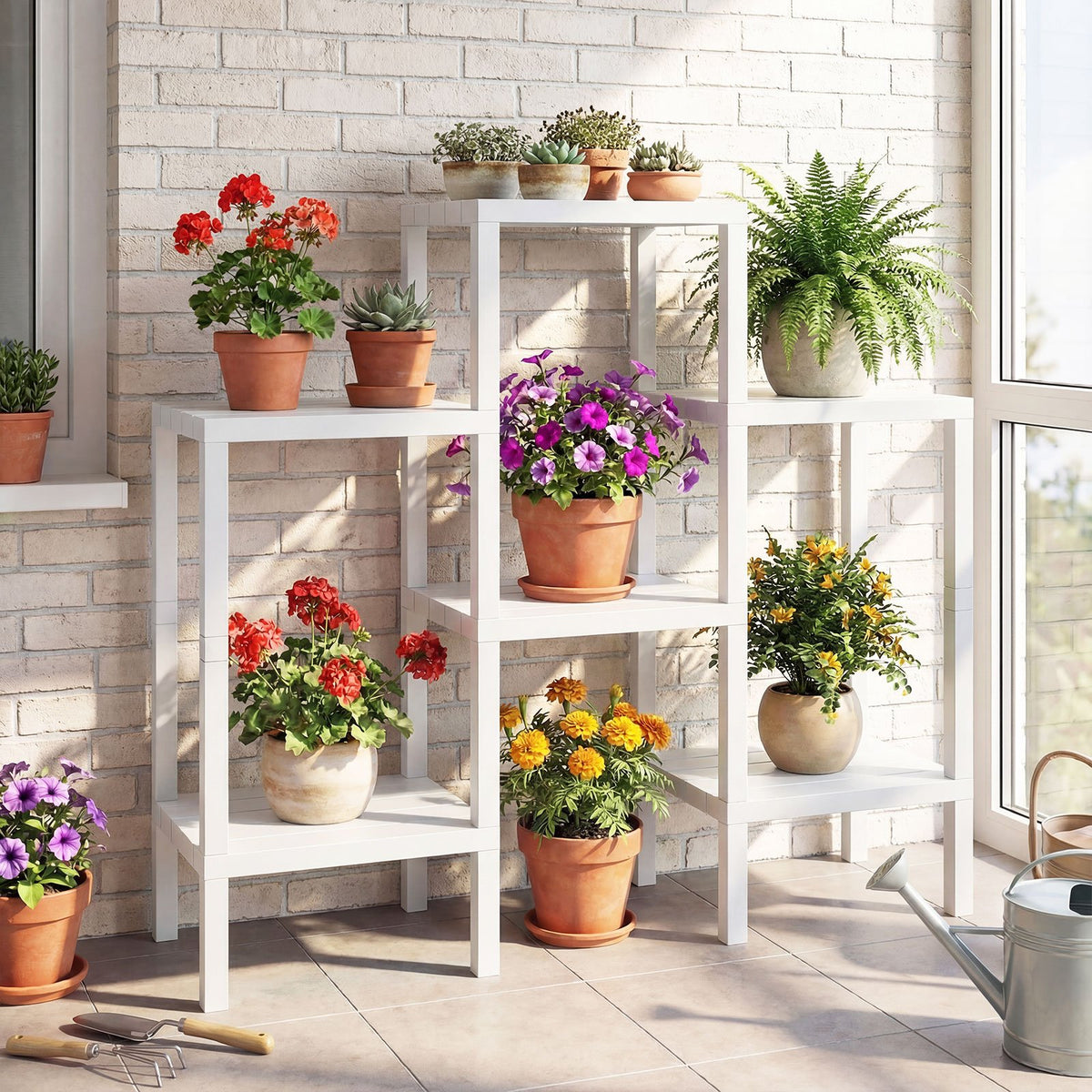 6-Tier Plastic Modular Storage Shelves for Living Room and Kitchen-White view 2