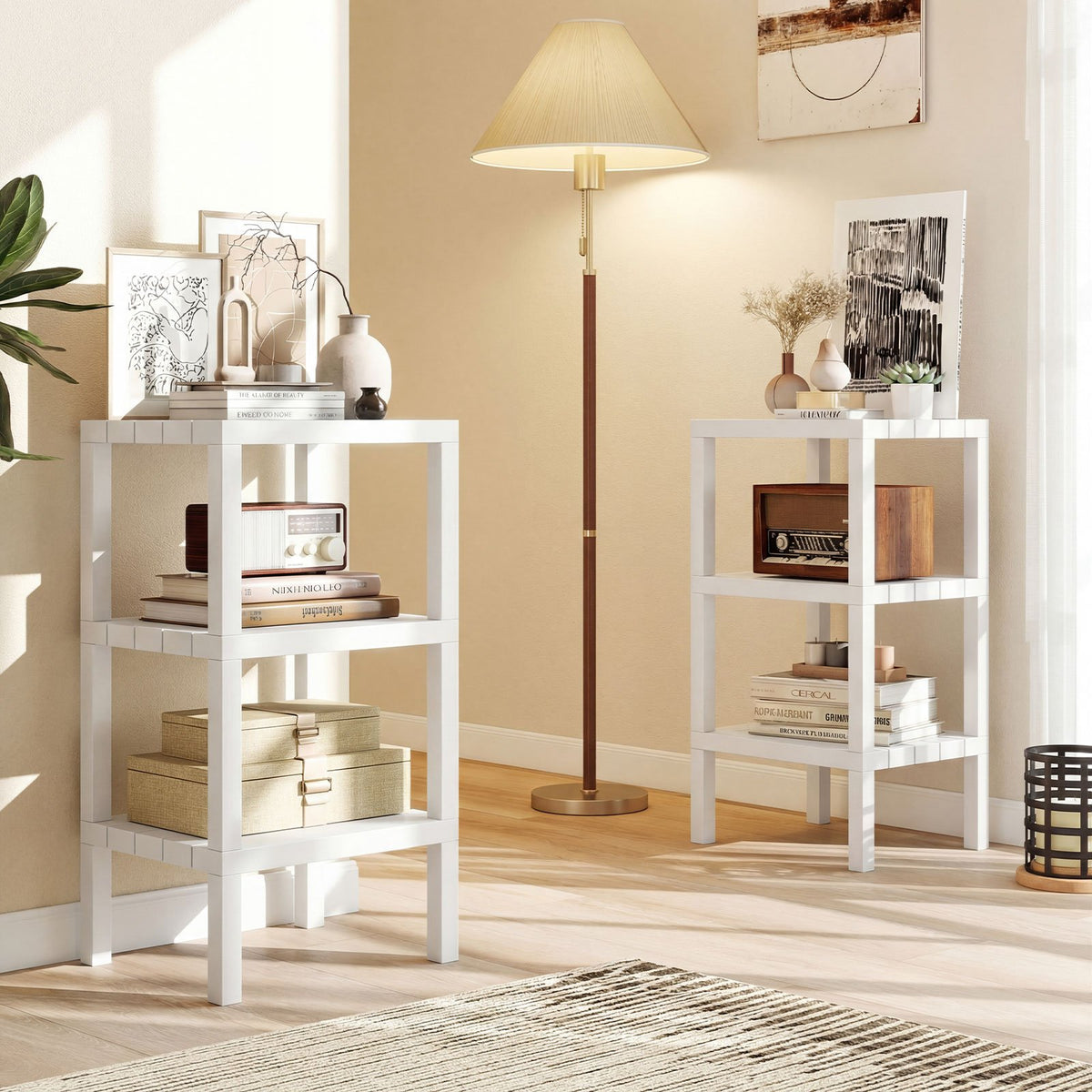 6-Tier Plastic Modular Storage Shelves for Living Room and Kitchen-White view 6