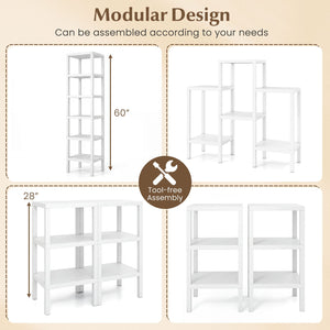 6-Tier Plastic Modular Storage Shelves for Living Room and Kitchen-White view 9