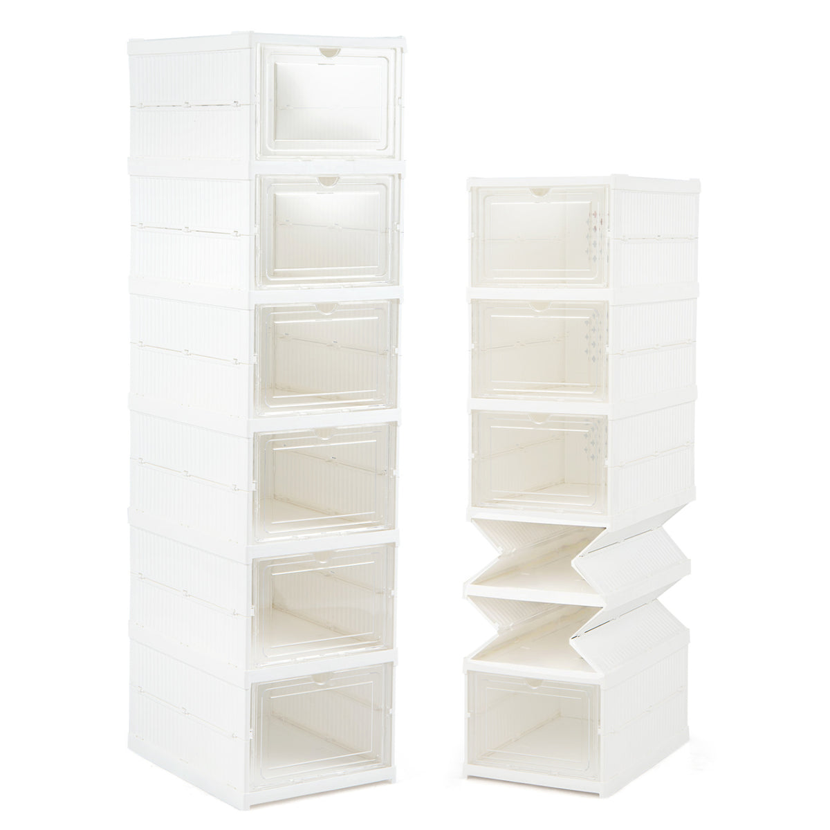 6-Tier Shoe Organizer Set of 2 with Clear Doors and Portable Design for 12 Pairs-White view 4