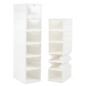 6-Tier Shoe Organizer Set of 2 with Clear Doors and Portable Design for 12 Pairs-White view 4