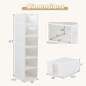 6-Tier Shoe Organizer Set of 2 with Clear Doors and Portable Design for 12 Pairs-White view 5