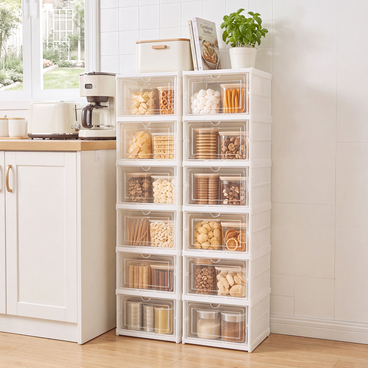 6-Tier Shoe Organizer Set of 2 with Clear Doors and Portable Design for 12 Pairs-White view 6