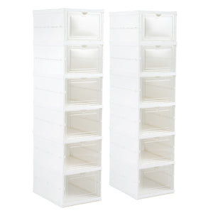 6-Tier Shoe Organizer Set of 2 with Clear Doors and Portable Design for 12 Pairs-White view 7