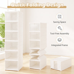 6-Tier Shoe Organizer Set of 2 with Clear Doors and Portable Design for 12 Pairs-White view 8