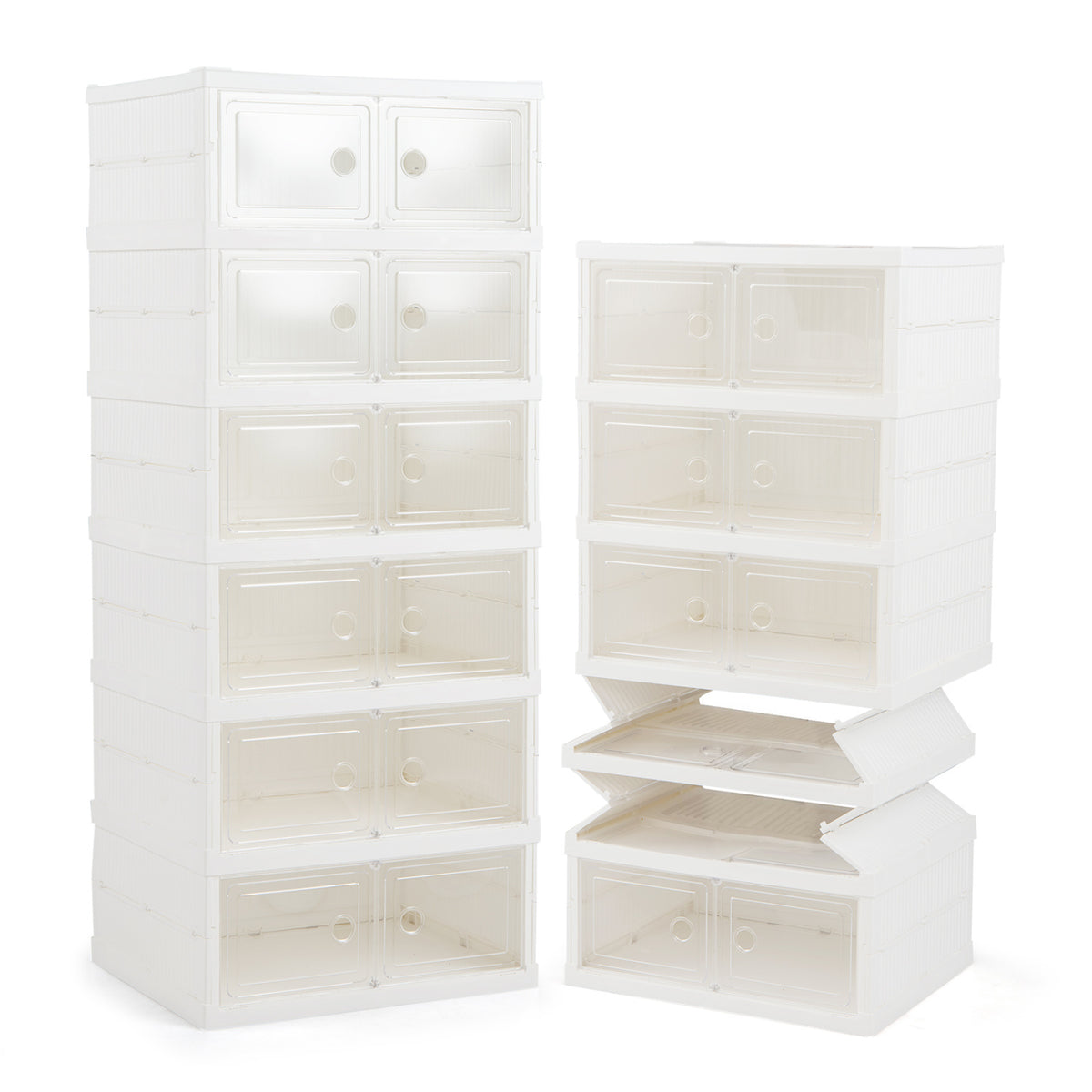 6-Tier Shoe Organizer with Clear Doors and Portable Design for 12 Pairs-White view 4