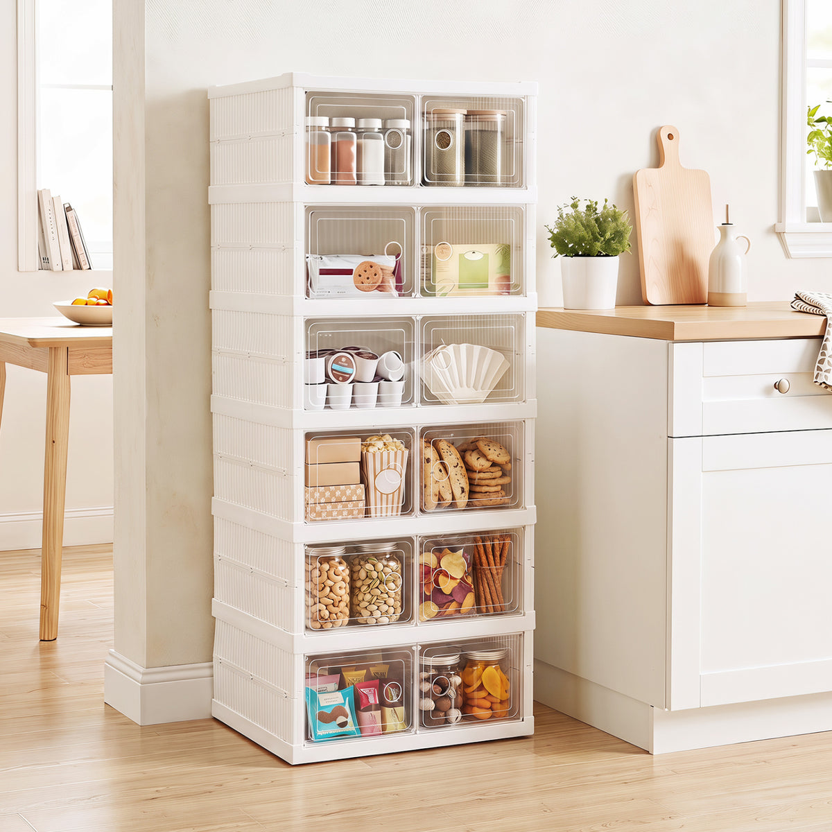 6-Tier Shoe Organizer with Clear Doors and Portable Design for 12 Pairs-White view 6