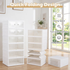 6-Tier Shoe Organizer with Clear Doors and Portable Design for 12 Pairs-White view 7