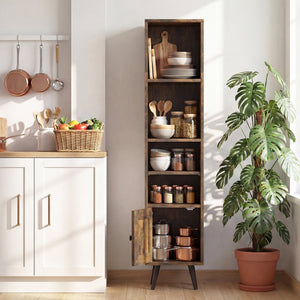 6-Tier Tall Narrow Bookcase 54 Inches Slim Storage Cabinet-Rustic Brown view 2