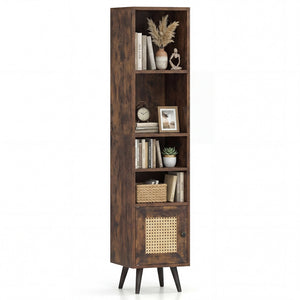 6-Tier Tall Narrow Bookcase 54 Inches Slim Storage Cabinet-Rustic Brown view 5