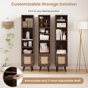 6-Tier Tall Narrow Bookcase 54 Inches Slim Storage Cabinet-Rustic Brown view 7