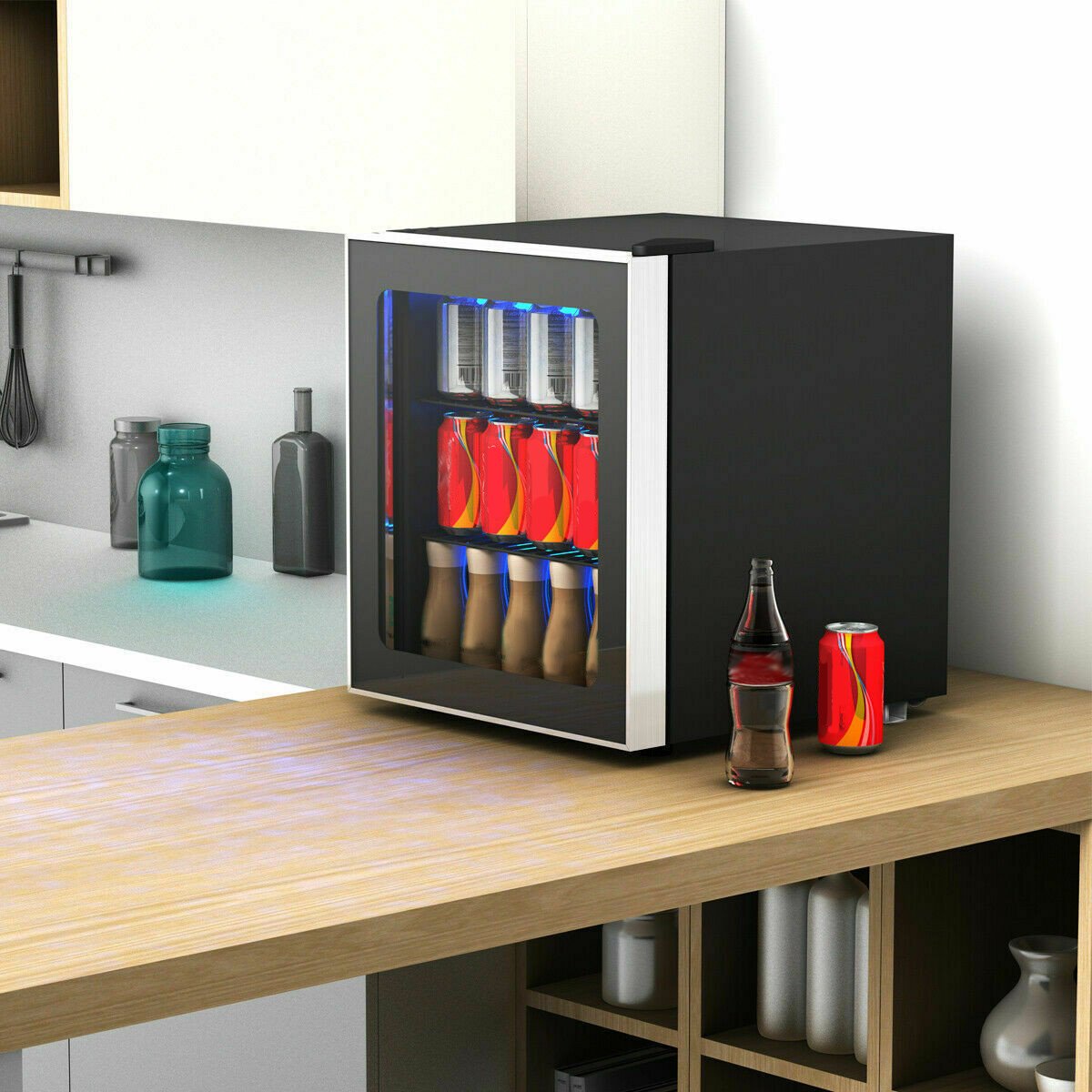 60 Can Beverage Mini, Refrigerator with Glass Door view 3
