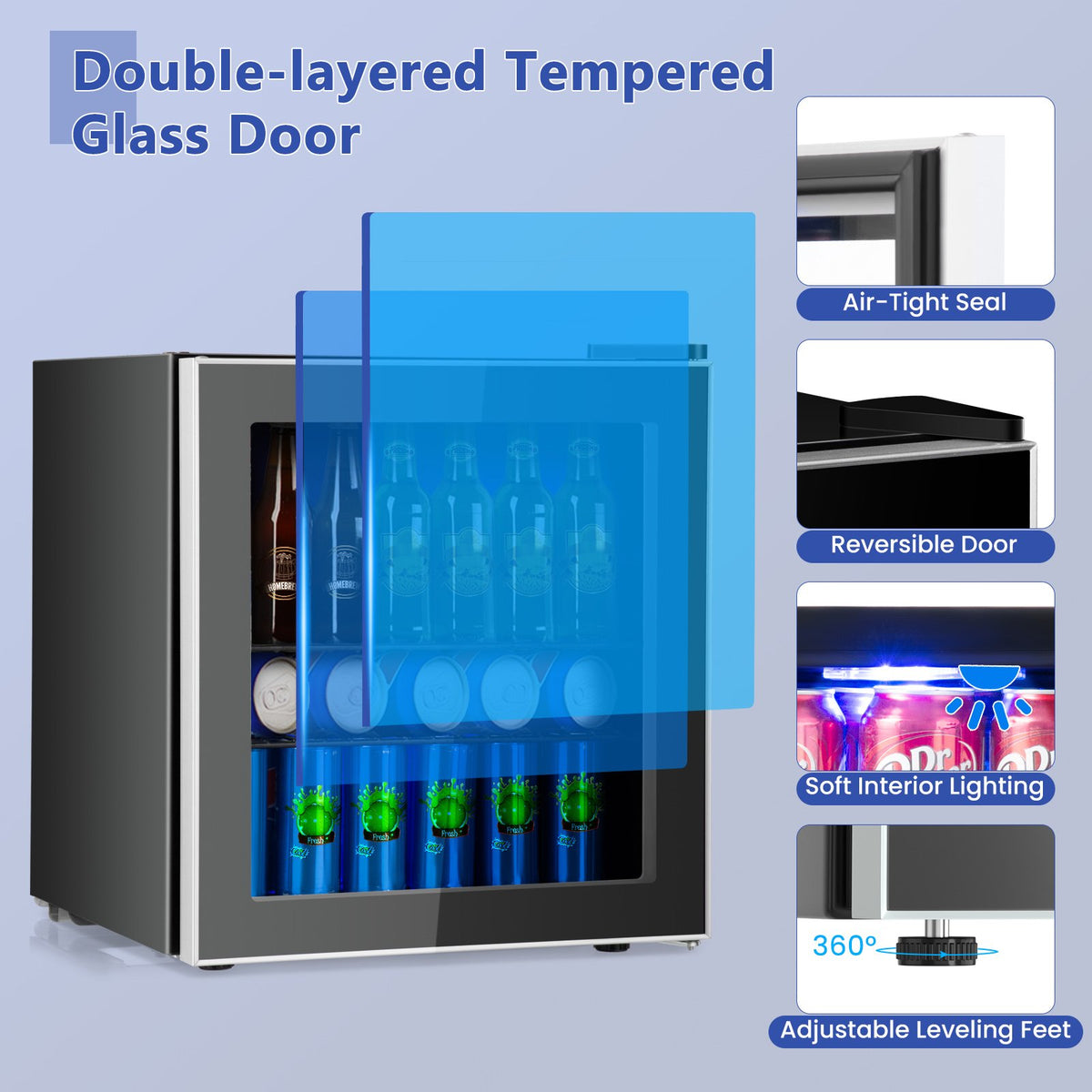 60 Can Beverage Mini, Refrigerator with Glass Door view 7