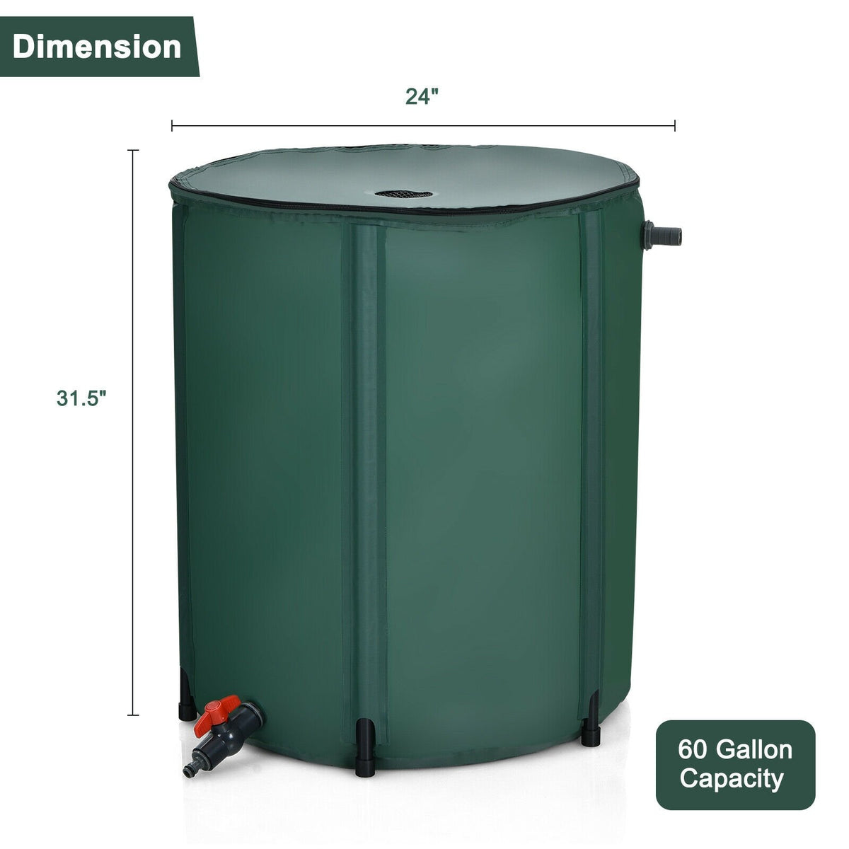 60 Gallon Collapsible Rain Barrel Water Collector view 4
