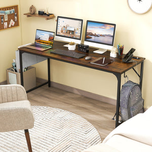60 Inch Computer Desk with Charging Station Storage Bag-Rustic Brown view 6