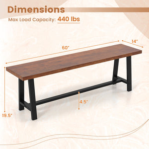 60 Inch Dining Bench 3 Person Entryway Shoe Bench with Metal Frame-60 inches view 4