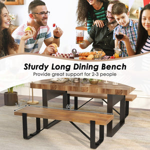 60 Inch Entryway Bench Rustic Farmhouse Wooden Shoe Rack with Metal Frame-Natural view 9