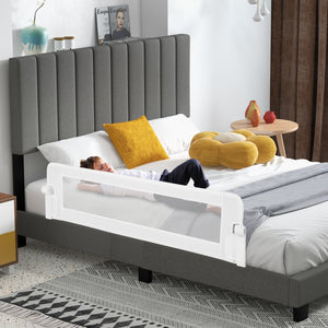 60-Inch Foldable Bed Rail Swing Down Baby Bed Guard Rail with Adjustable Safety Strap-White view 2