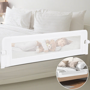 60-Inch Foldable Bed Rail Swing Down Baby Bed Guard Rail with Adjustable Safety Strap-White view 5