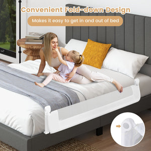 60-Inch Foldable Bed Rail Swing Down Baby Bed Guard Rail with Adjustable Safety Strap-White view 8