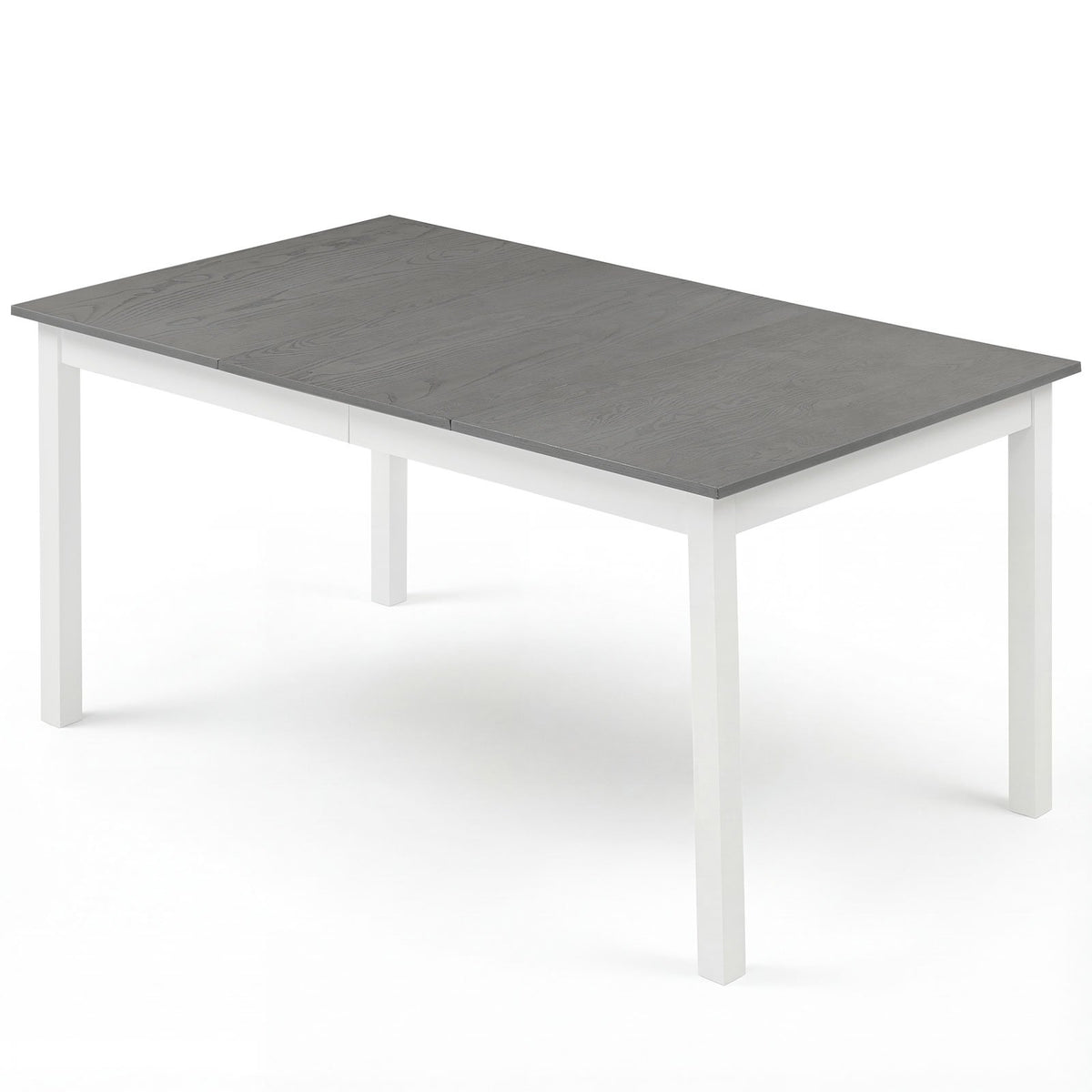 60 Inch Rectangular Dinner Table with Solid Rubber Wood Legs-Gray view 2