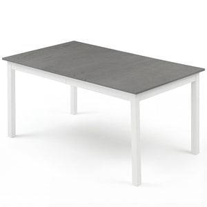 60 Inch Rectangular Dinner Table with Solid Rubber Wood Legs-Gray view 2