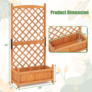 60 Inch Tall Raised Garden Bed with Diamond Lattice Trellis and Drainage Holes-Orange view 5