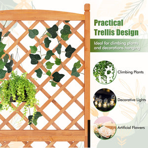 60 Inch Tall Raised Garden Bed with Diamond Lattice Trellis and Drainage Holes-Orange view 6