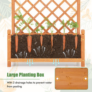 60 Inch Tall Raised Garden Bed with Diamond Lattice Trellis and Drainage Holes-Orange view 7