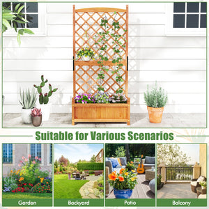 60 Inch Tall Raised Garden Bed with Diamond Lattice Trellis and Drainage Holes-Orange view 8