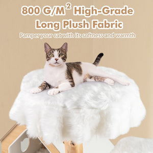 60 Inch Tall Solid Wood Cat Tree Modern Wooden Cat Tower with 2 Perches-White view 9