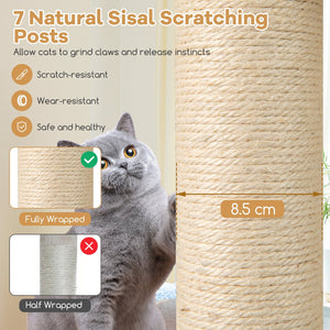 60 Inches Tall Cat Tree with 2-Story Condo and Sisal Scratching Posts-Natural view 8