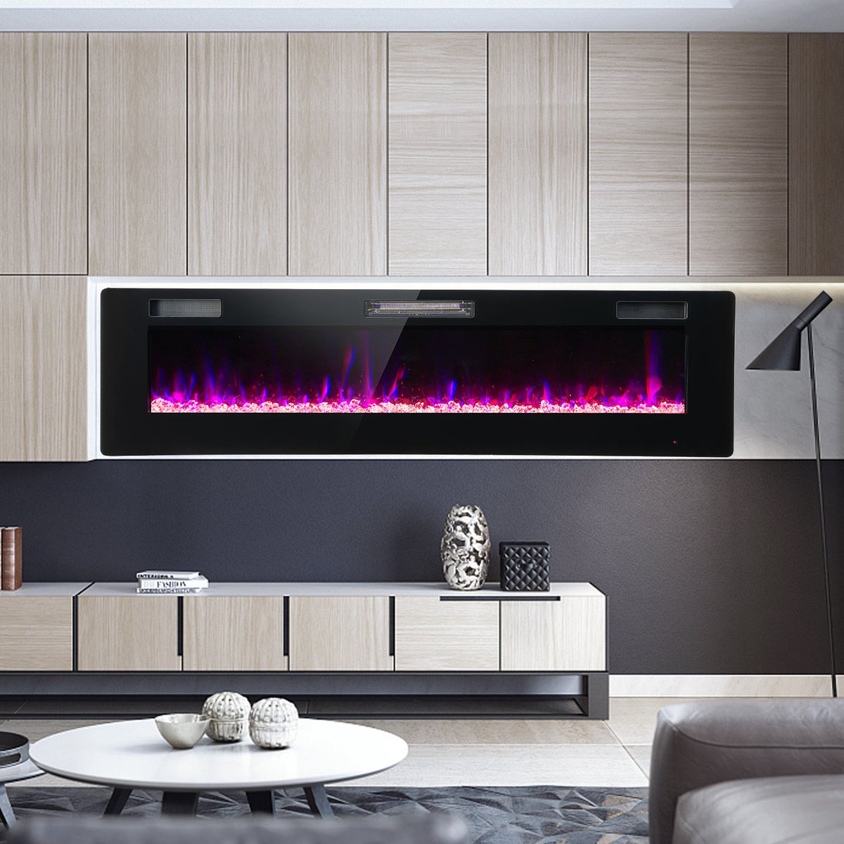 60 Inches Ultra-thin Electric Fireplace with Remote Control and Timer Function view 2