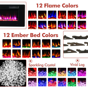 60 Inches Ultra-thin Electric Fireplace with Remote Control and Timer Function view 7