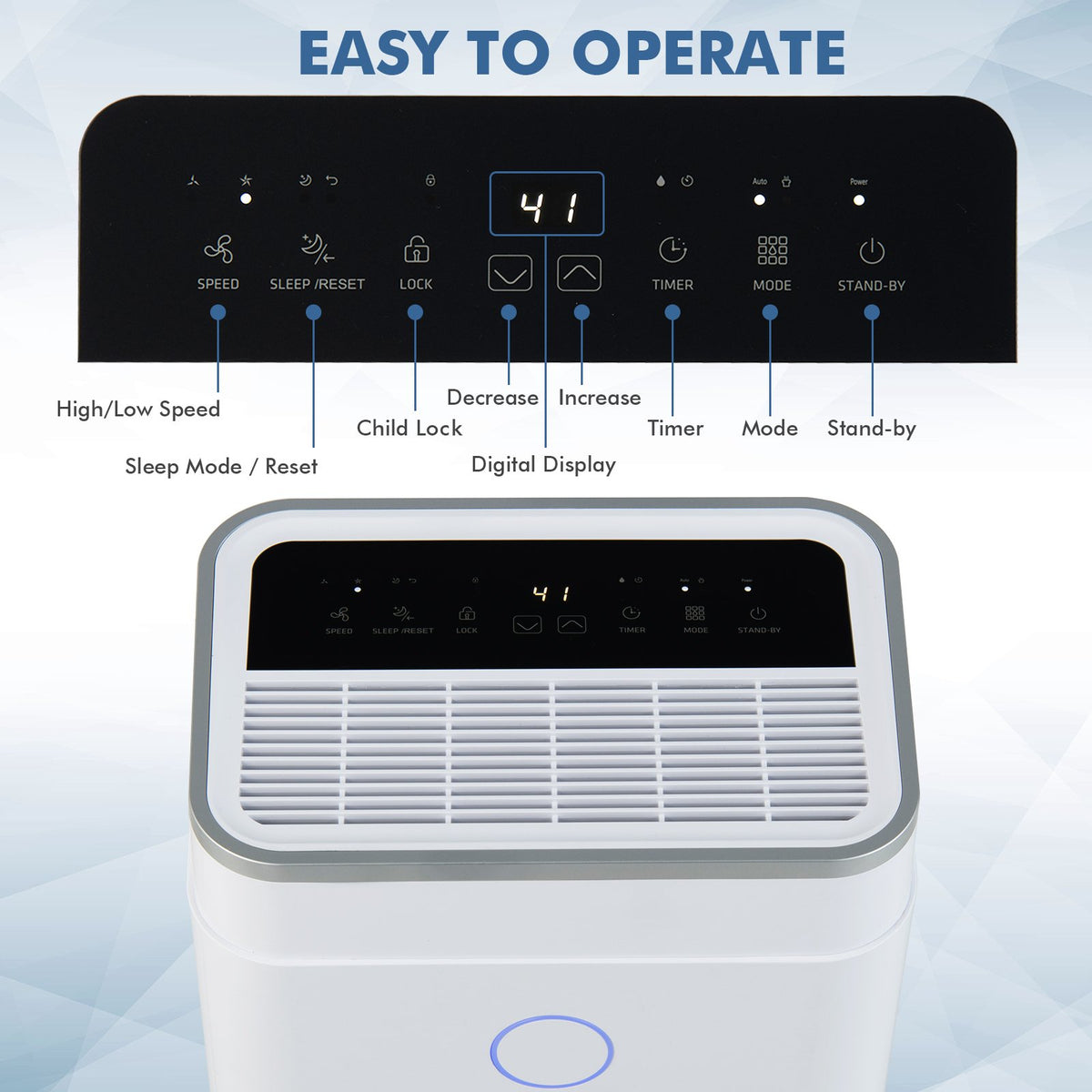 60-Pint Dehumidifier for Home and Basements 4000 Sq. Ft with 3-Color Digital Display-White view 5