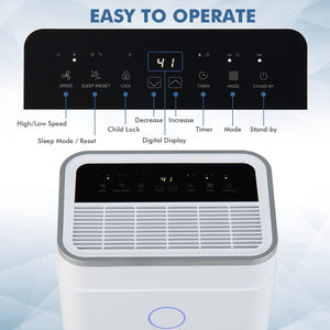 60-Pint Dehumidifier for Home and Basements 4000 Sq. Ft with 3-Color Digital Display-White view 5