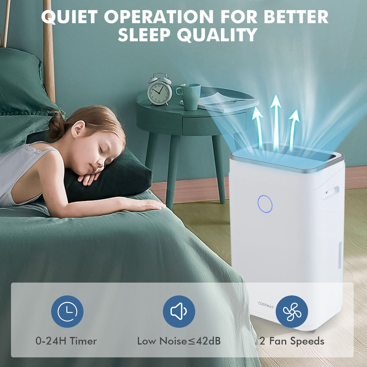60-Pint Dehumidifier for Home and Basements 4000 Sq. Ft with 3-Color Digital Display-White view 6
