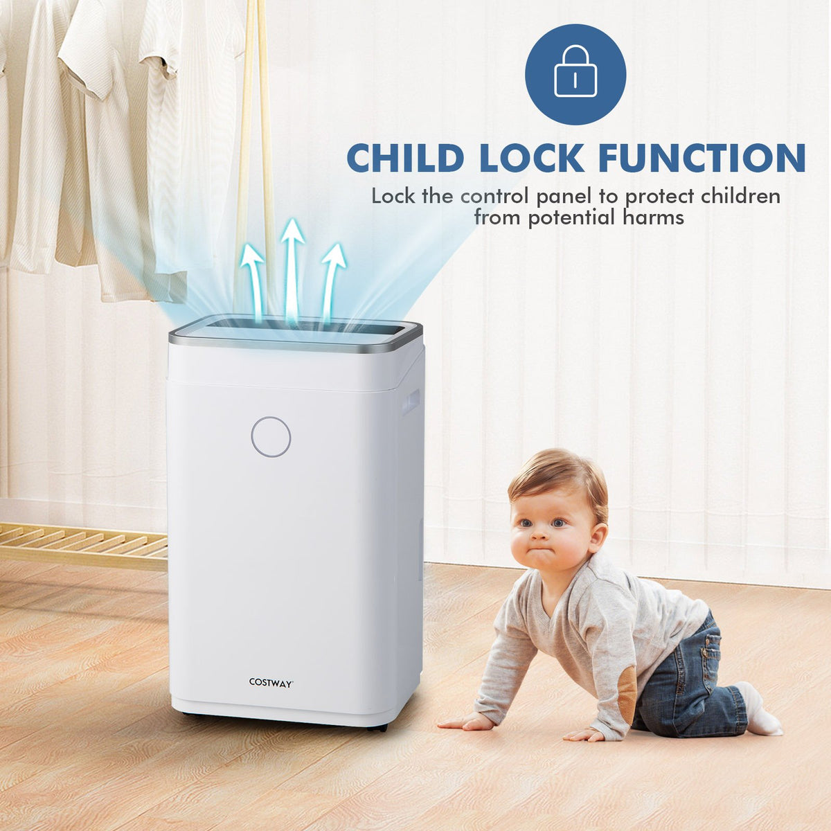 60-Pint Dehumidifier for Home and Basements 4000 Sq. Ft with 3-Color Digital Display-White view 9