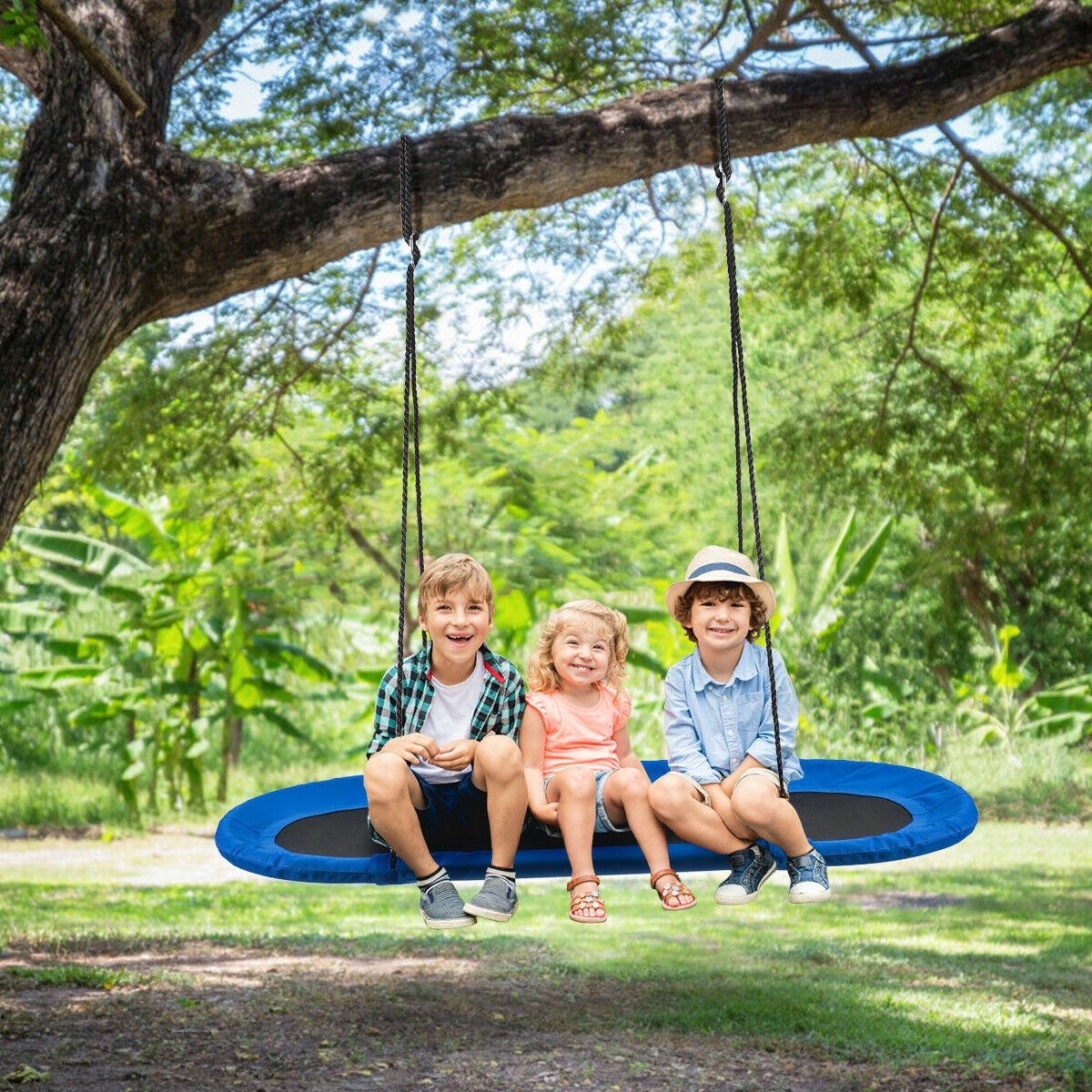 60 Inch Saucer Surf Outdoor Adjustable Swing Set-Blue+Black view 2