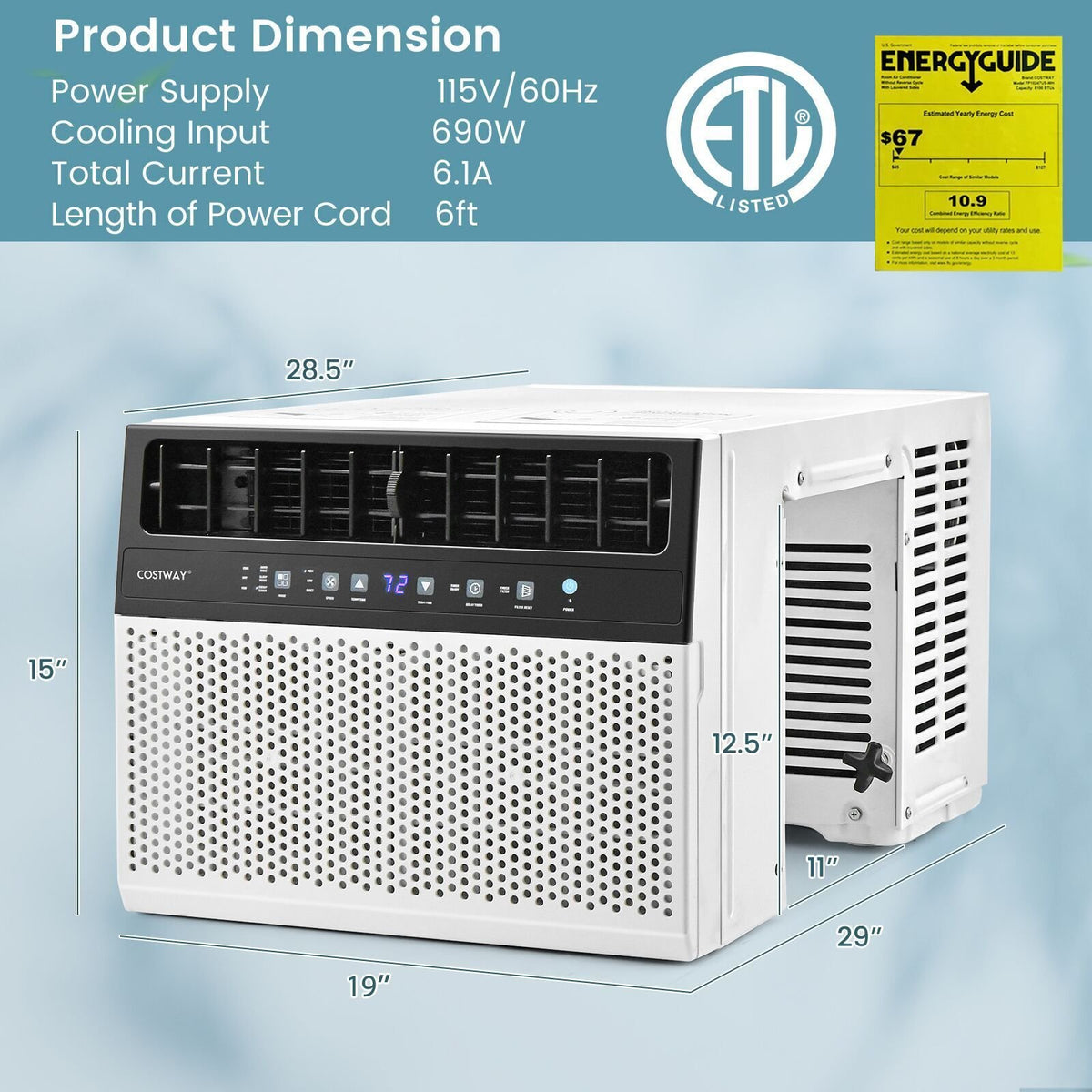 12000 BTU Window Air Conditioner with Handy Remote-12000 BTU view 4