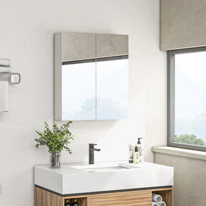 Wall Mounted Mirror Cabinet, Bathroom Medicine Cabinet with Mirror, 2 Doors, Adjustable Shelf and Soft Close Mechanism