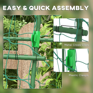 Arched Garden Trellis w/ Climbing Net Metal Cucumber Plant Trellis A-Frame for Climbing Plants 57" x 66" x – view 5